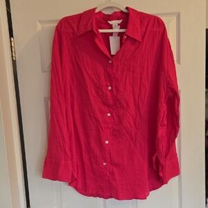 H&M Hot Pink Button-Down Shirt XL